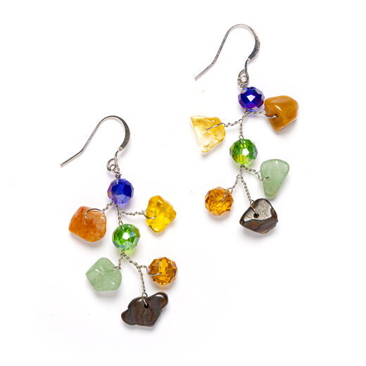 multicoloured beads hook earrings